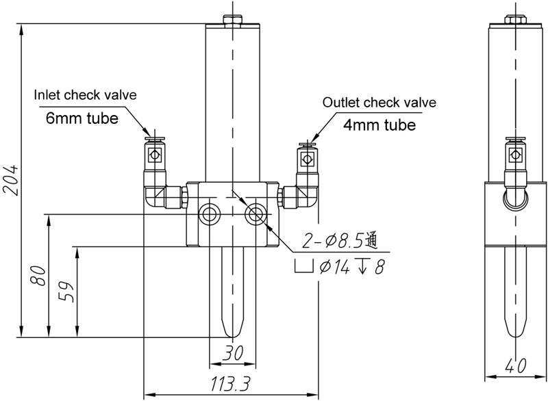 Dimensions(mm) of PMN Chain Lubrication Pump Dimensions(mm) of PMN Chain Lubrication Pump